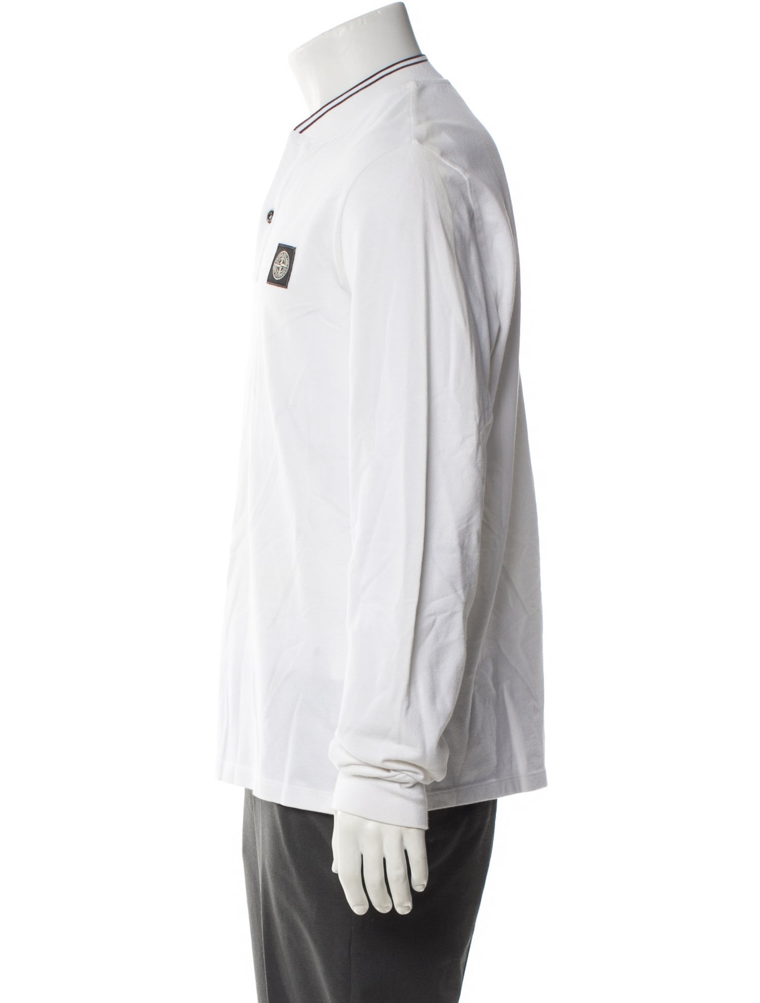 Stone Island Logo Patch Long Sleeve Striped Henley