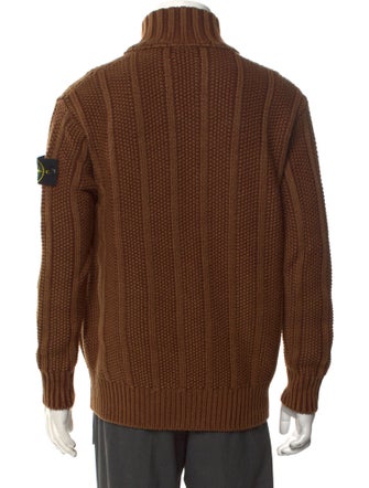 Stone Island Virgin Wool Turtleneck Cardigan