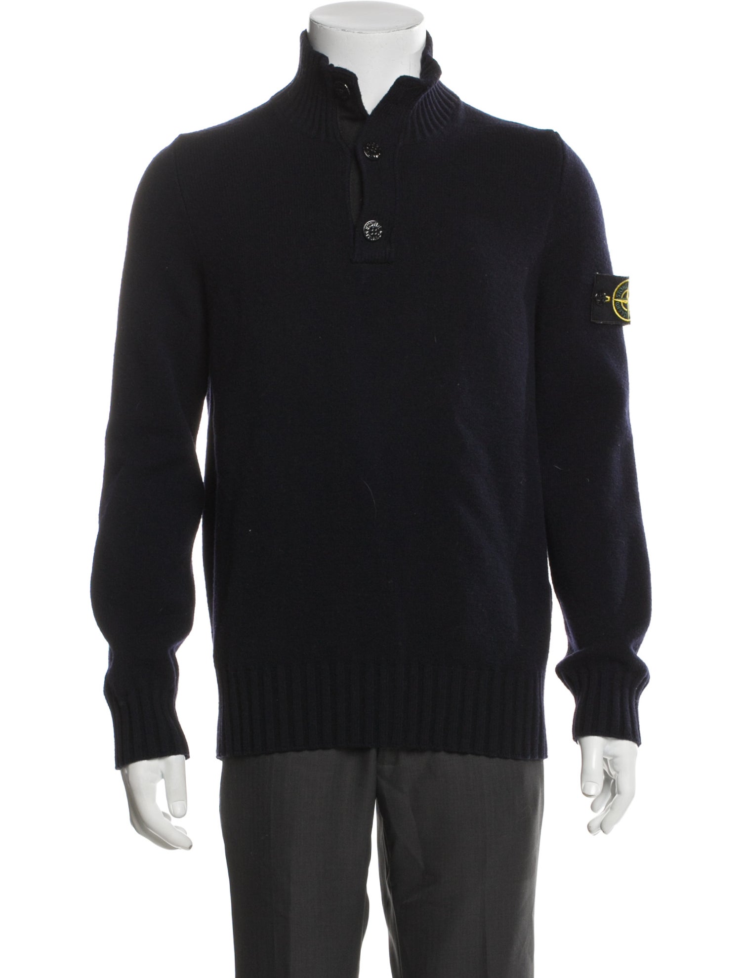 Stone Island Wool Mock Neck Polo Sweater