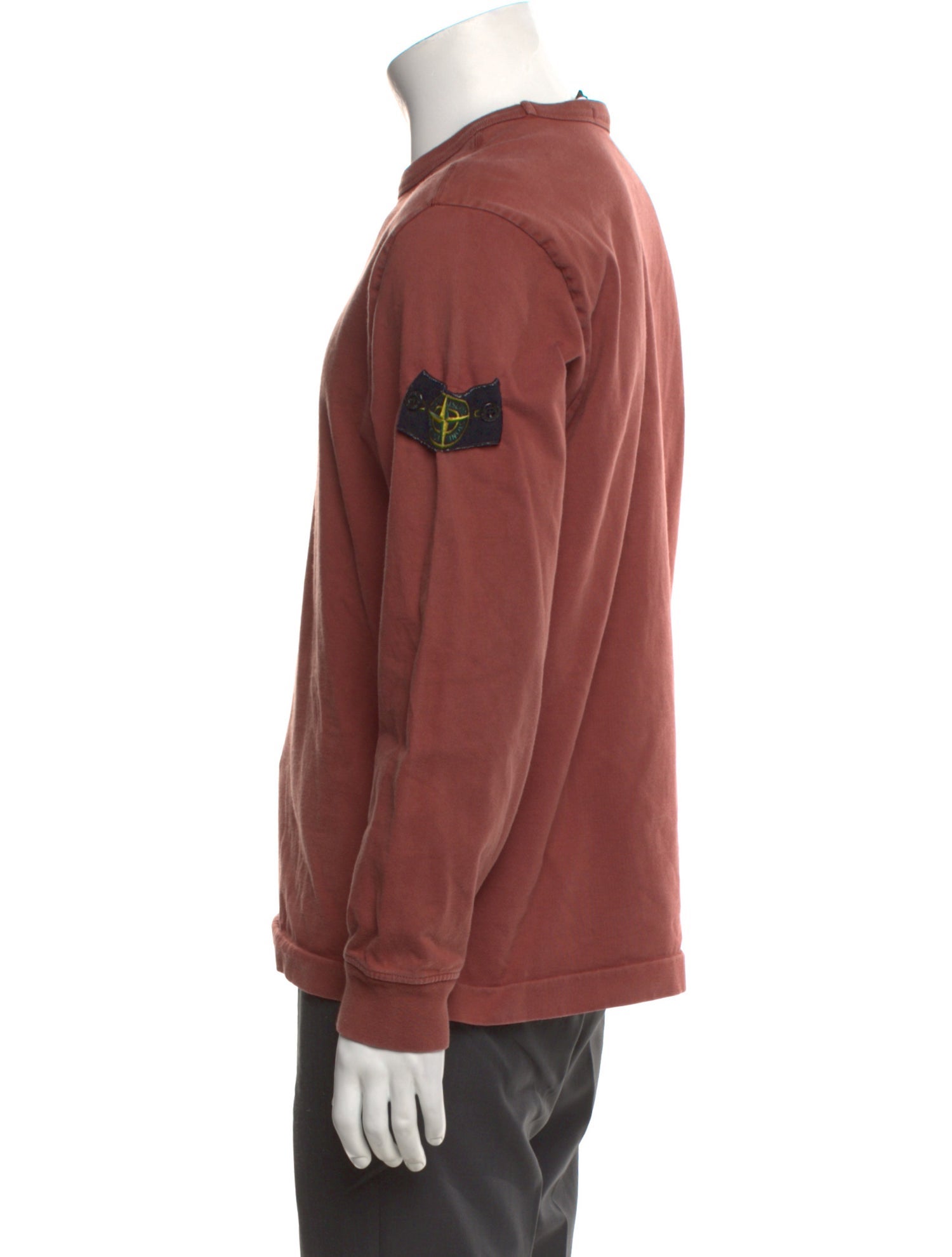 Stone Island Logo Patch Long Sleeve Crew Neck T-Shirt