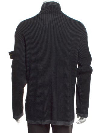 Stone Island Virgin Wool Mock Neck Polo Sweater