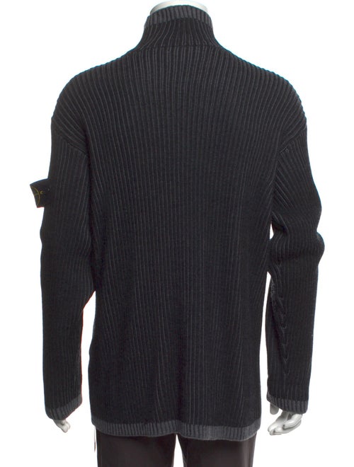 Stone Island Virgin Wool Mock Neck Polo Sweater
