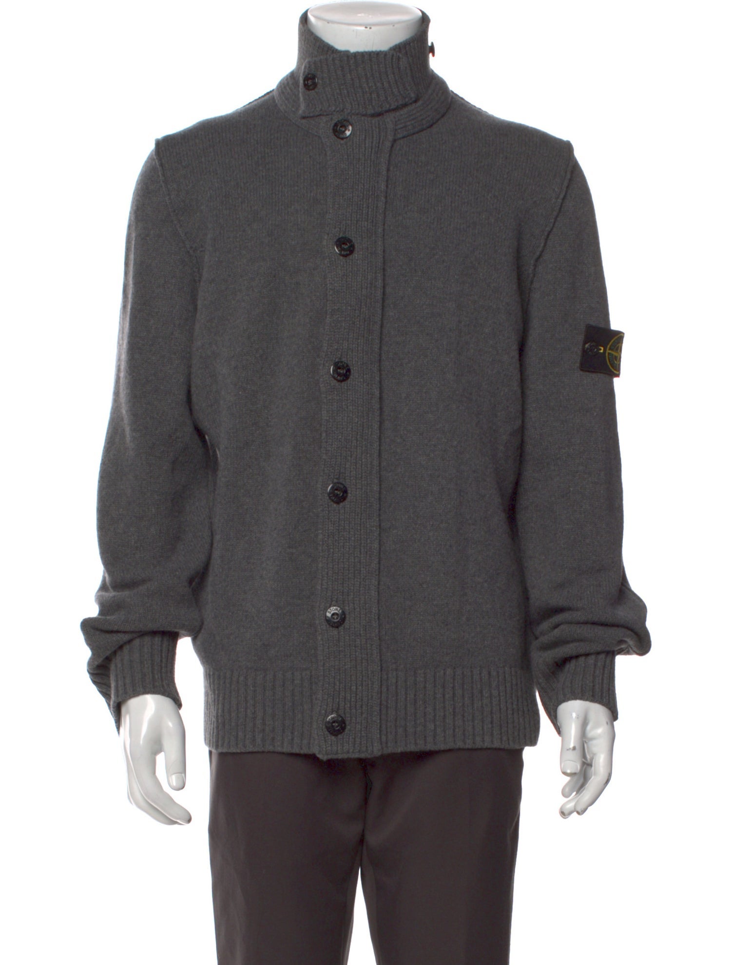 Stone Island Wool Mock Neck Cardigan
