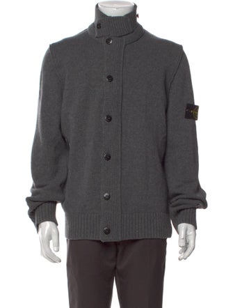Stone Island Wool Mock Neck Cardigan
