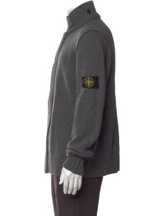 Stone Island Wool Mock Neck Cardigan