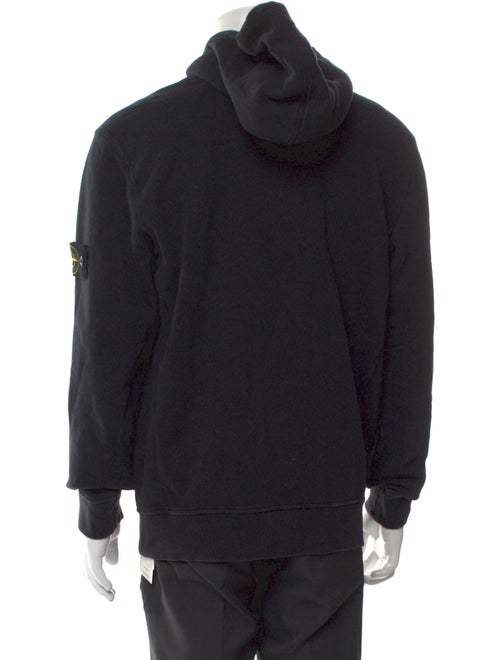 Stone Island Zip-Up Logo Patch V-Neck Hoodie