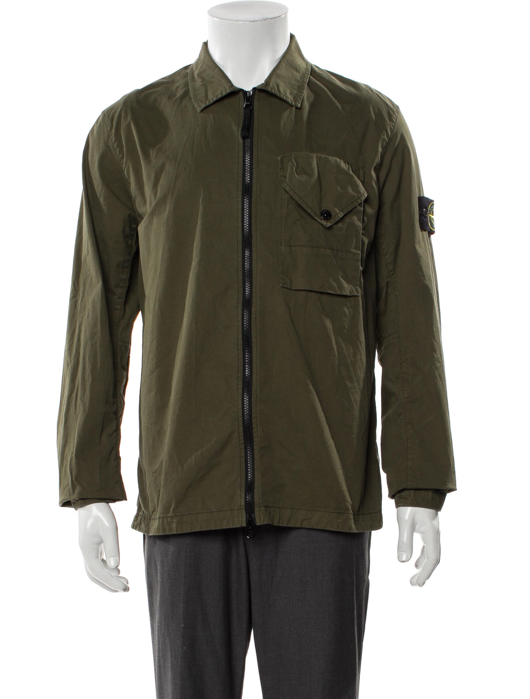 Stone Island Zip-Up Stretch Overshirt Utility Jacket
