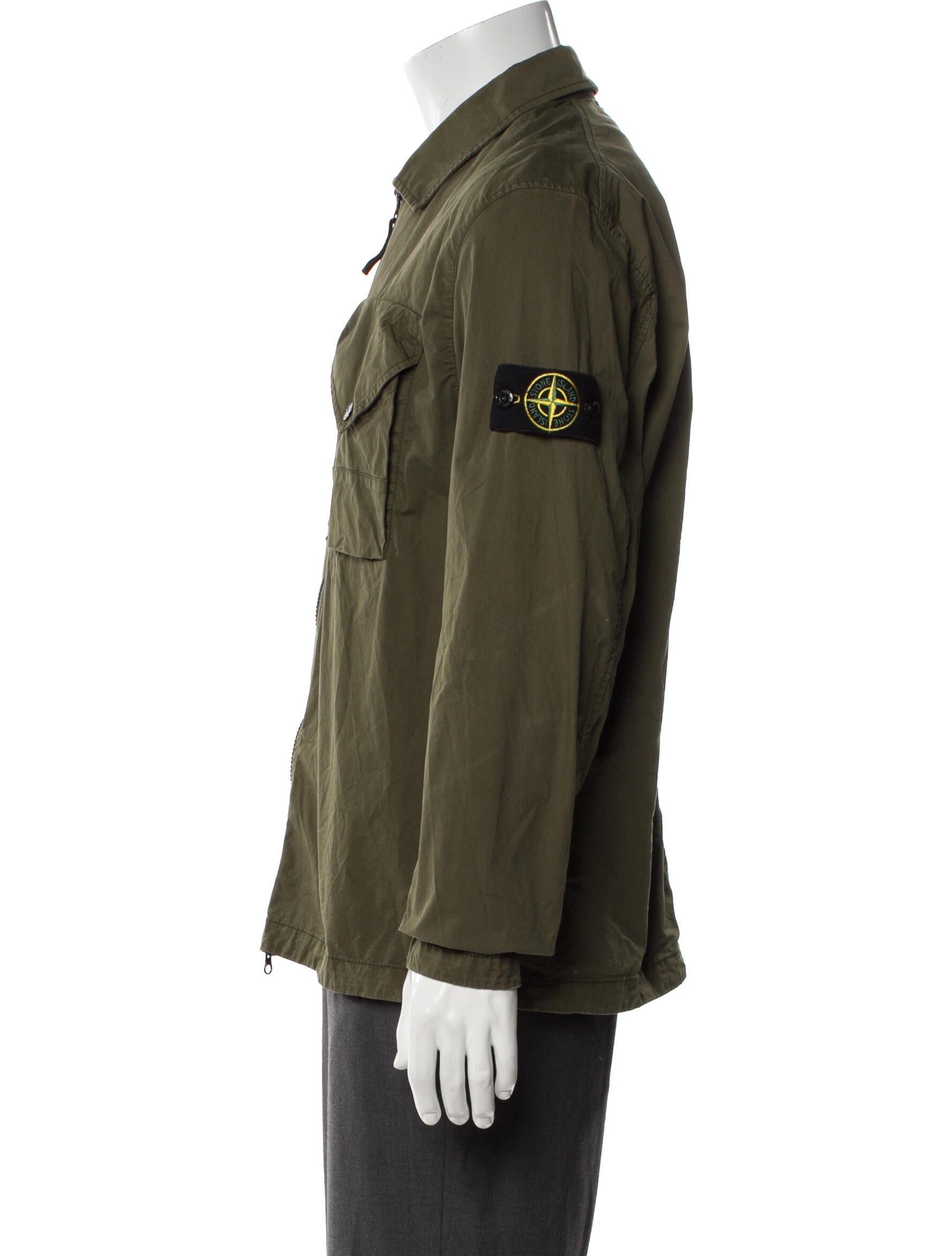 Stone Island Zip-Up Stretch Overshirt Utility Jacket