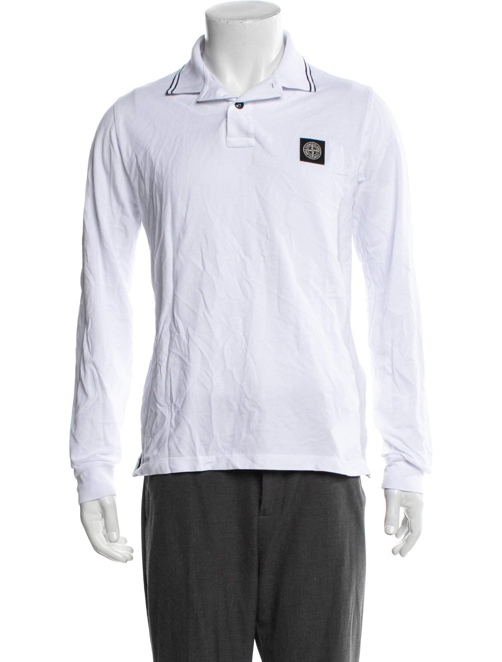 Stone Island Crew Neck Long Sleeve Polo Shirt