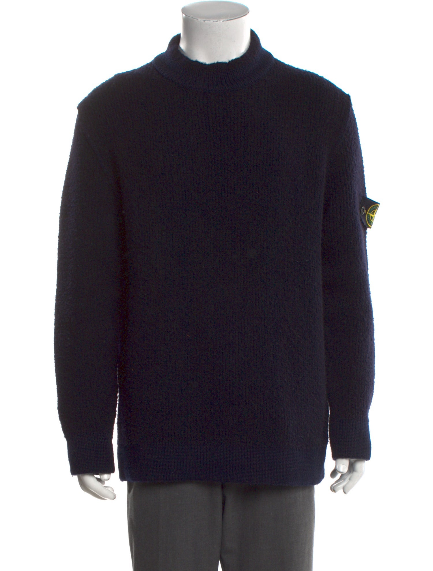Stone Island Wool Mock Neck Polo Sweater