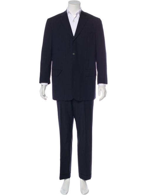 Isaia Wool Windowpane Two-Piece Suit navy