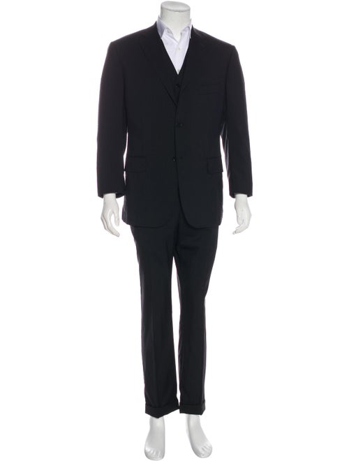 Isaia Wool Three-Piece Suit black
