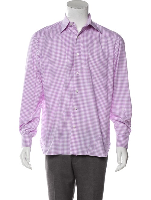 Isaia Checkered Button-Up Shirt white