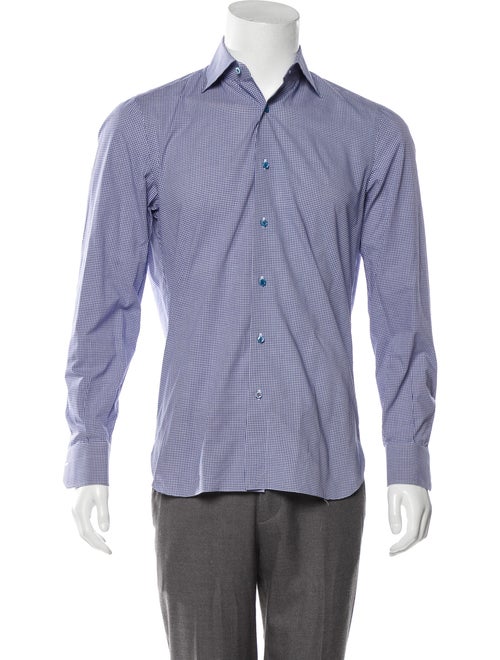 Isaia Gingham Dress Shirt navy