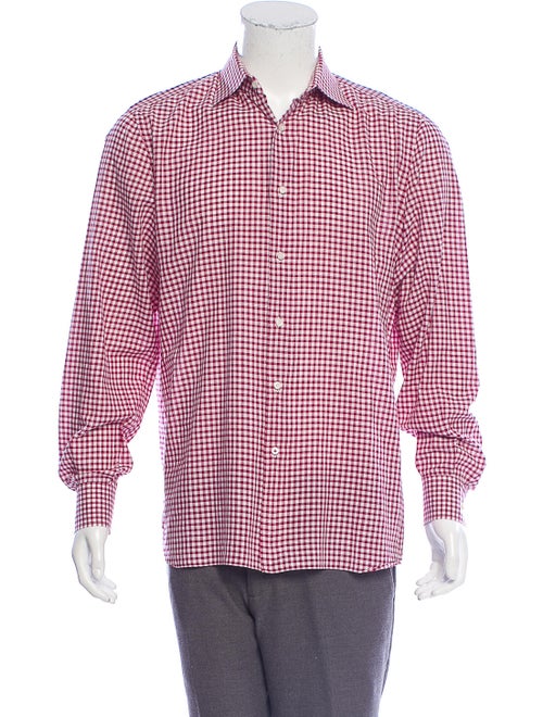 Isaia Gingham Woven Dress Shirt red
