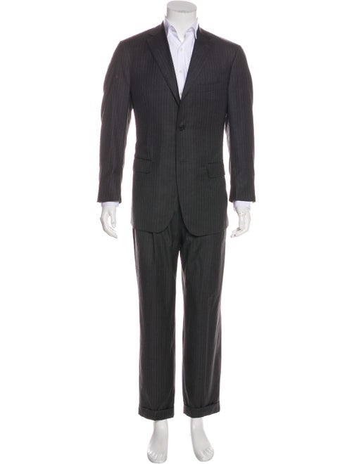 Isaia Wool Pin-Stripe Two-Piece Suit Set grey