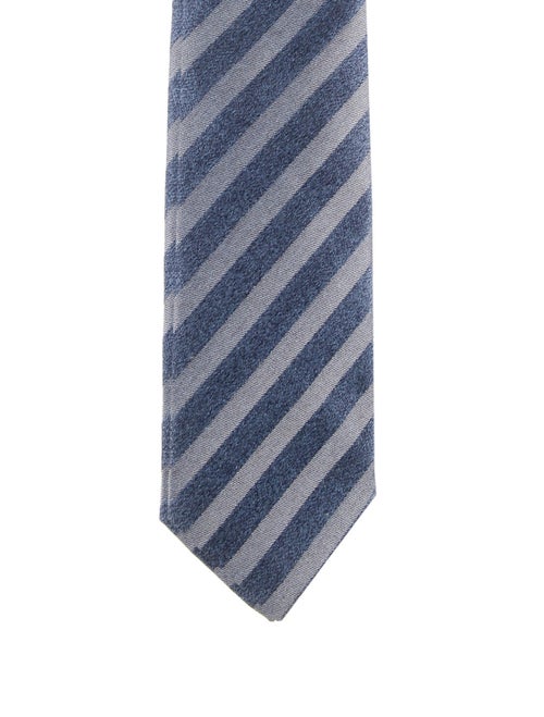 Isaia Silk Striped Tie blue
