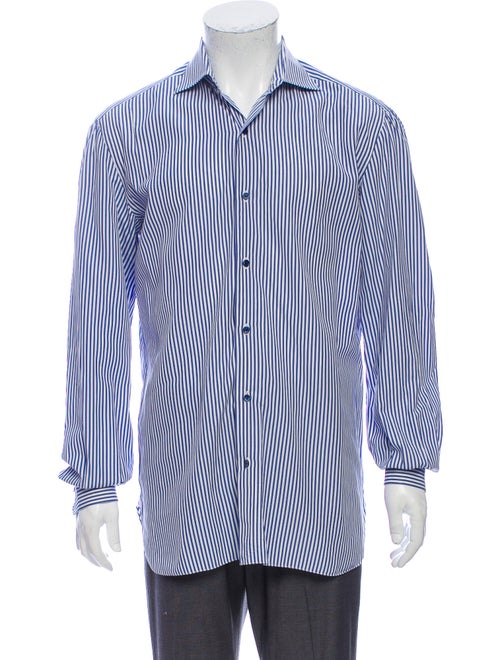 Isaia Striped Long Sleeve Shirt Blue