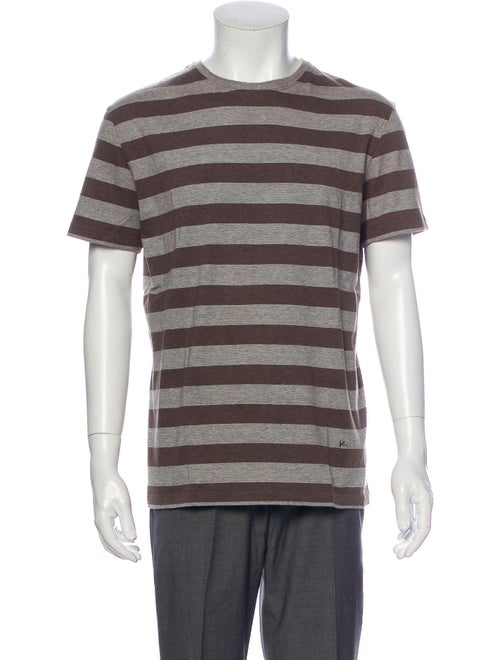 Isaia Striped Crew Neck T-Shirt Brown