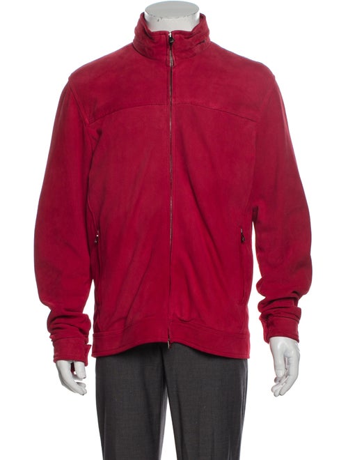 Isaia Leather Puffer Coat w/ Tags Red