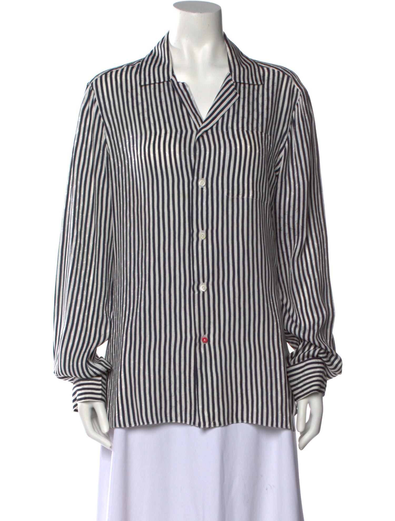 Isaia Striped Long Sleeve Button-Up Top
