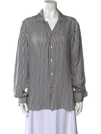 Isaia Striped Long Sleeve Button-Up Top