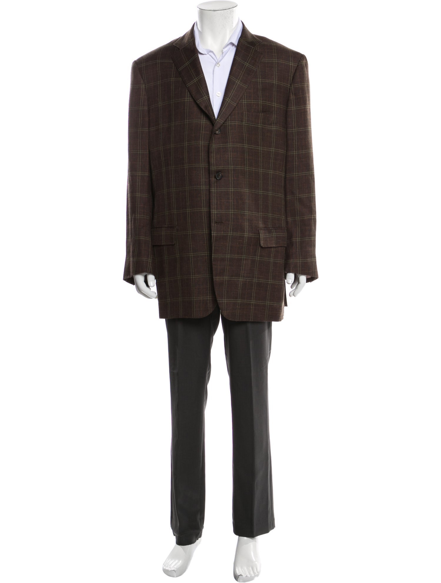 Isaia Plaid Print Blazer