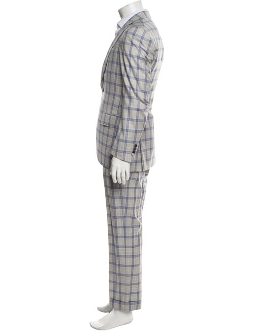 Isaia Wool Plaid Print Three-Piece Suit