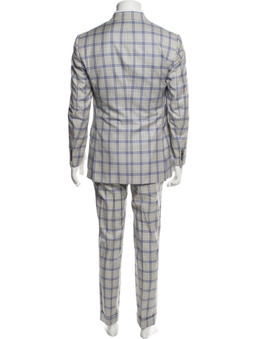 Isaia Wool Plaid Print Three-Piece Suit