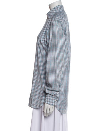 Isaia Plaid Print Long Sleeve Button-Up Top