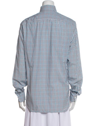 Isaia Plaid Print Long Sleeve Button-Up Top