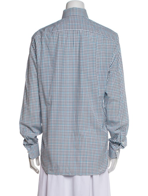 Isaia Plaid Print Long Sleeve Button-Up Top