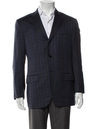 Isaia Wool Plaid Print Blazer