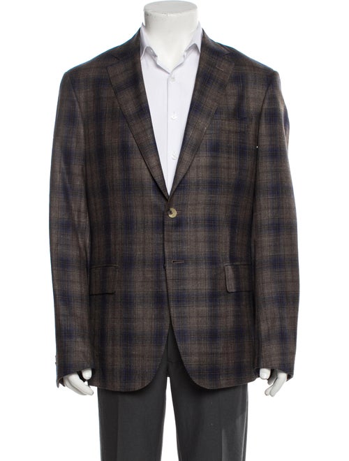 Isaia Wool Plaid Print Blazer