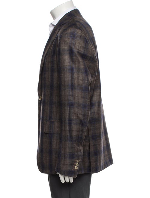 Isaia Wool Plaid Print Blazer