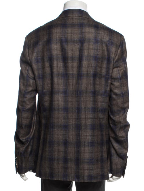 Isaia Wool Plaid Print Blazer