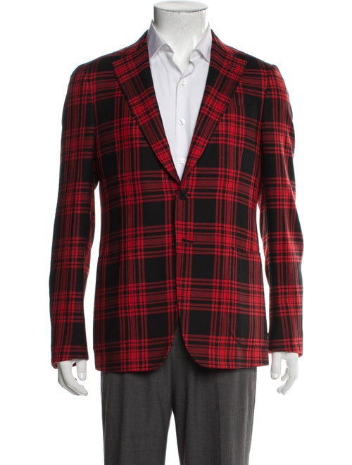 Isaia Wool Plaid Print Blazer
