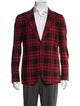 Isaia Wool Plaid Print Blazer
