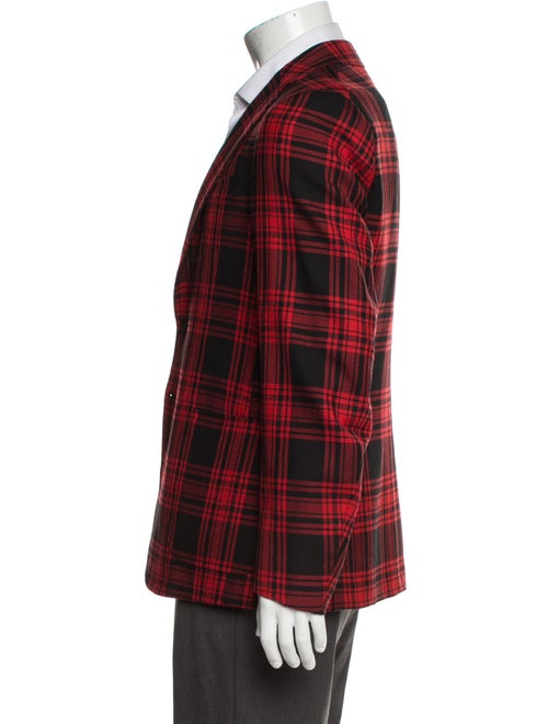 Isaia Wool Plaid Print Blazer
