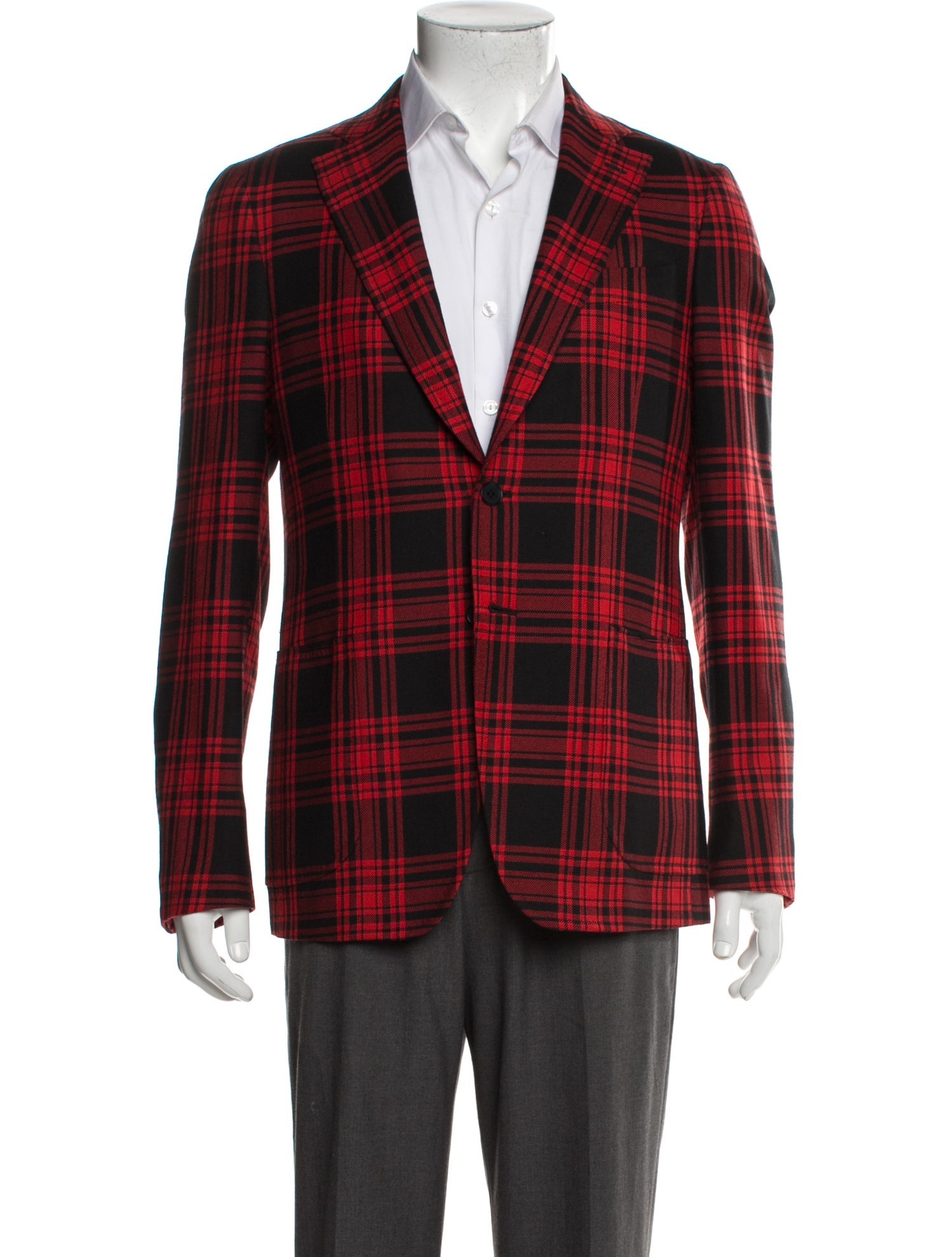 Isaia Wool Plaid Print Blazer