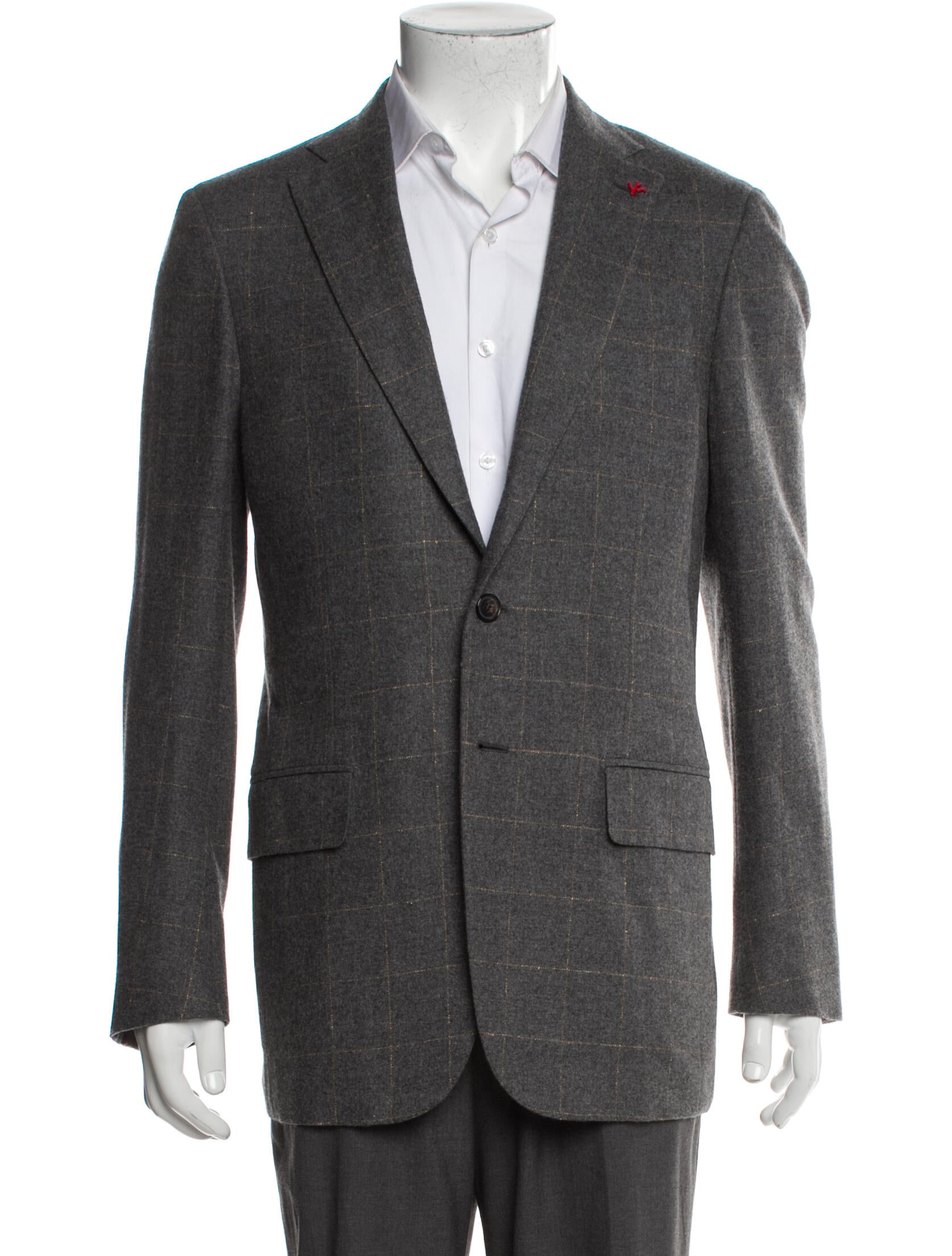 Isaia Wool Plaid Print Blazer
