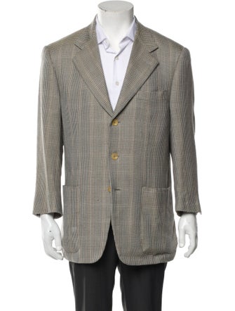 Isaia Cashmere Houndstooth Print Blazer