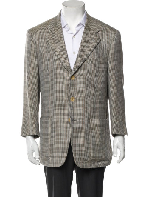 Isaia Cashmere Houndstooth Print Blazer