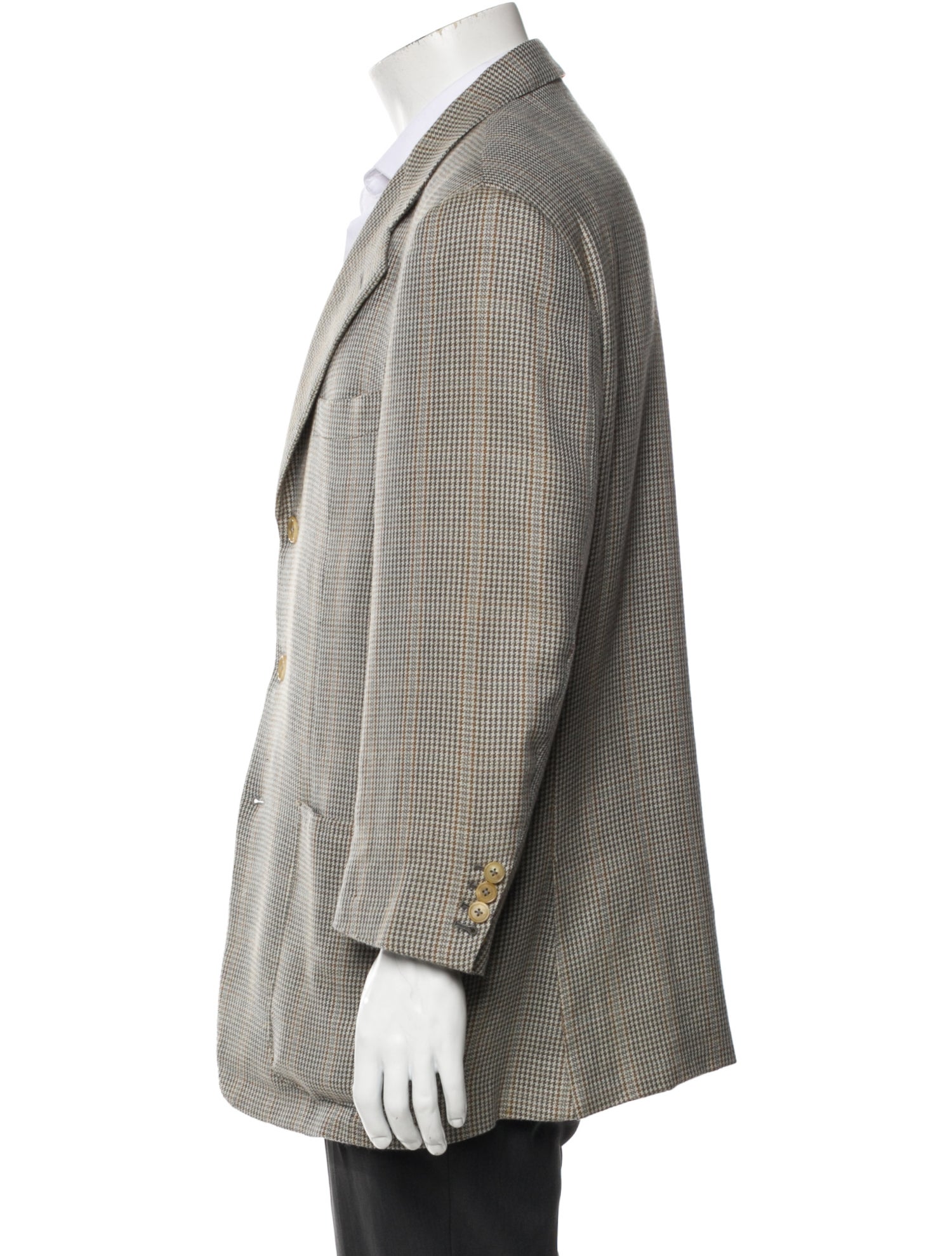 Isaia Cashmere Houndstooth Print Blazer