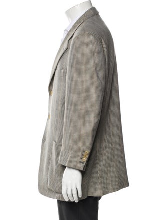 Isaia Cashmere Houndstooth Print Blazer