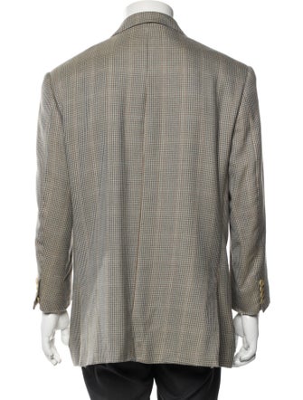 Isaia Cashmere Houndstooth Print Blazer