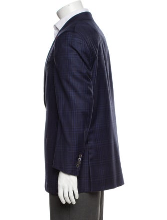 Isaia Wool Plaid Print Blazer