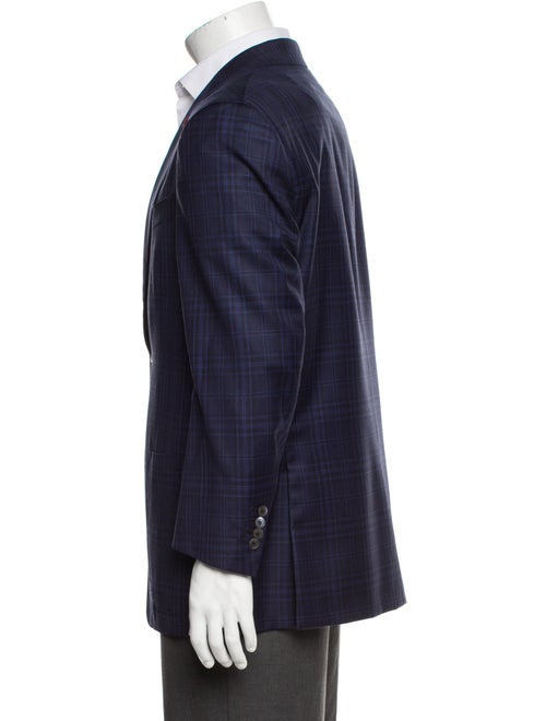 Isaia Wool Plaid Print Blazer