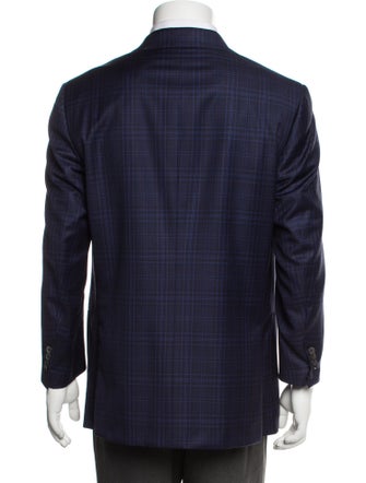 Isaia Wool Plaid Print Blazer