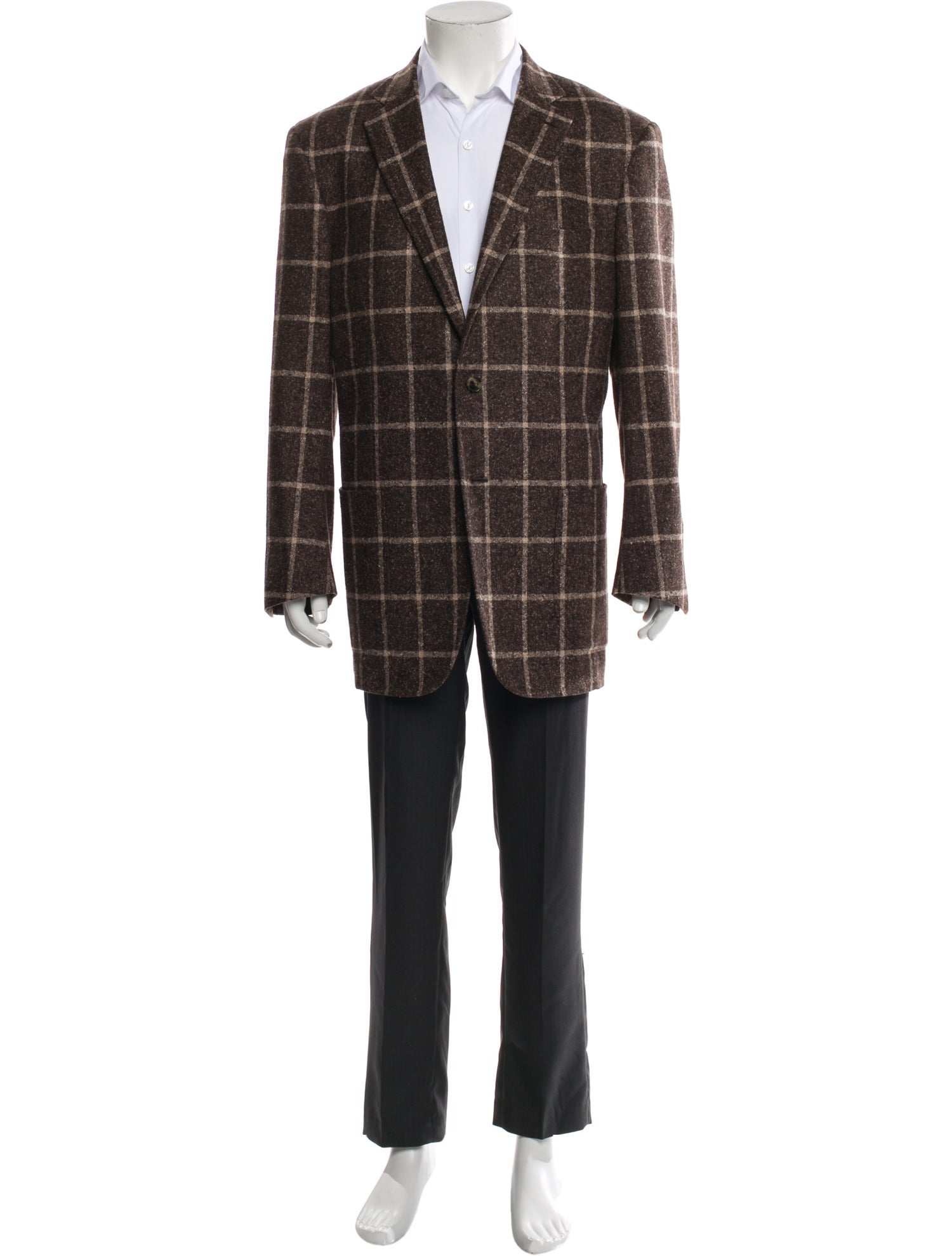 Isaia Wool Plaid Print Blazer